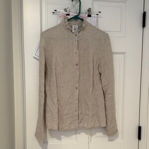 Son de Flor Natural Linen Button-Down Shirt, size M